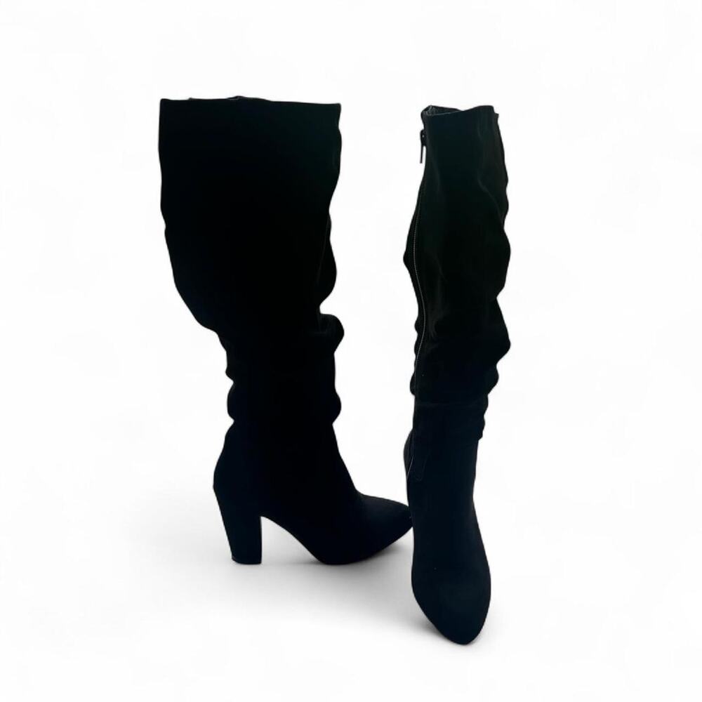 White Mountain Womens size‎ 6 Black over the knee boots suede velvety material
